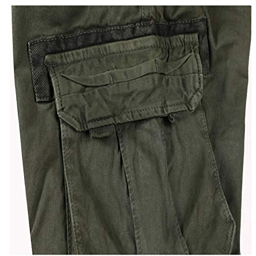 Huntrly Pantalones de Combate de Tobillo Ajustables de Sarga de algodón de Senderismo con múltiples Bolsillos para Hombre 32