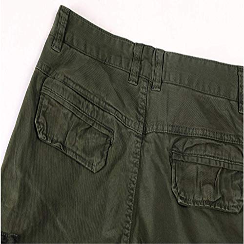 Huntrly Pantalones de Combate de Tobillo Ajustables de Sarga de algodón de Senderismo con múltiples Bolsillos para Hombre 32