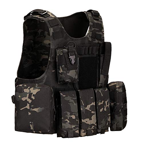 Huntvp Chaleco Táctico Militar al Aire Libre Ajustable para Caza Airsoft Paintball CS Excursión Senderismo - Camuflaje Huntvp Chaleco Táctico Militar al Aire Libre Ajustable para Caza Airsoft Paintball CS Excursión Senderismo - Camuflaje