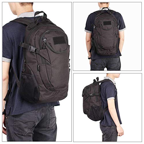 Huntvp Mochila de Asalto 25L Militar Táctical Gran Mochila de Nylon Impermeable para Senderismo Caza Camping, Color Negro