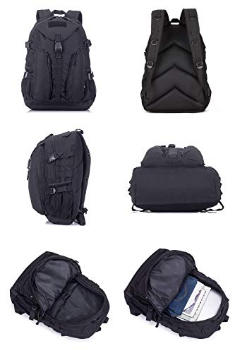 Huntvp Mochila Táctica de Nylon 40L Bolsa de Asalto Estilo Militar Bolsa Impermeable para Las Actividades Aire Libre Senderismo Caza Viajar Color Negro