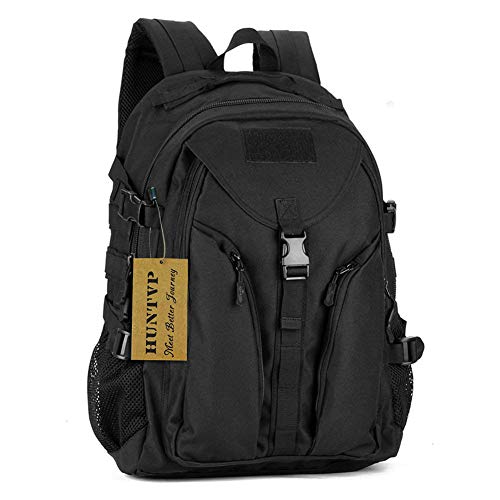 Huntvp Mochila Táctica de Nylon 40L Bolsa de Asalto Estilo Militar Bolsa Impermeable para Las Actividades Aire Libre Senderismo Caza Viajar Color Negro