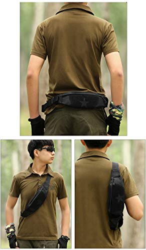 Huntvp Riñonera Táctica Mochila Deportiva Militar Bolso Cinturon Impermeable para Senderismo Ciclismo Camping Caza, Negro