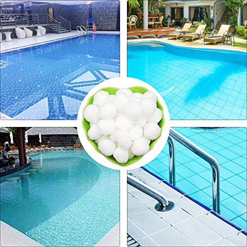 HUOHUOHUO Bolas de filtro de piscina, 500 g, bolas de filtro para instalaciones de filtro de arena, filtro de cartucho, alta permeabilidad al agua, más ligeras, más eficientes, filtrados