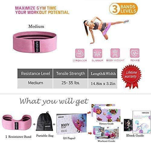 Hurdilen Bandas Elásticas, Bandas de Resistencia con Bolsa Portátil, Soporte para Crossfit, Yoga, Pilates, Sentadillas, Estocadas, Estiramientos, Entrenamiento de Fuerza y Fisioterapia, Rosa