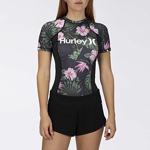 Hurley W OAO Lanai Rashguard S/S Lycra, Mujer, Anthracite, L