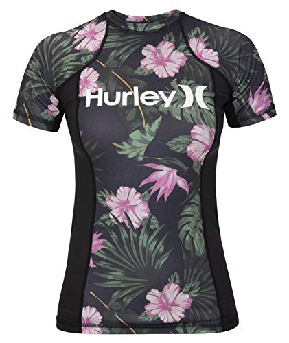 Hurley W OAO Lanai Rashguard S/S Lycra, Mujer, Anthracite, L