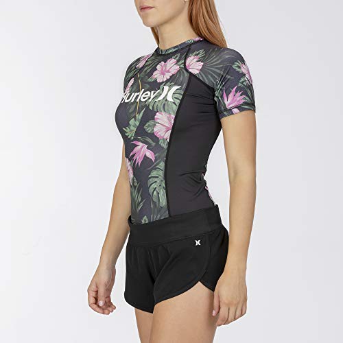 Hurley W OAO Lanai Rashguard S/S Lycra, Mujer, Anthracite, L