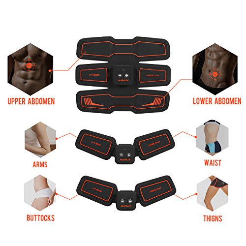 HURRISE EMS Electroestimulador Muscular Abdominales Cinturón, entrenador de abdominales Cinturón tonificador del abdomen / Cintura / Pierna / Brazo / Nalgas con 6 modos