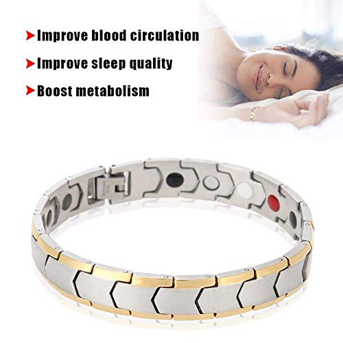 HURRISE Pulsera Magnética Adelgazante Pulseras de terapia magnética saludable, elegante, para aliviar el dolor con herramienta de extracción de eslabones (Plata) de HURRISE