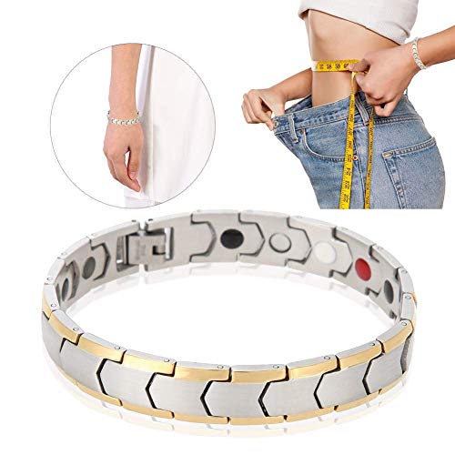 HURRISE Pulsera Magnética Adelgazante Pulseras de terapia magnética saludable, elegante, para aliviar el dolor con herramienta de extracción de eslabones (Plata) de HURRISE