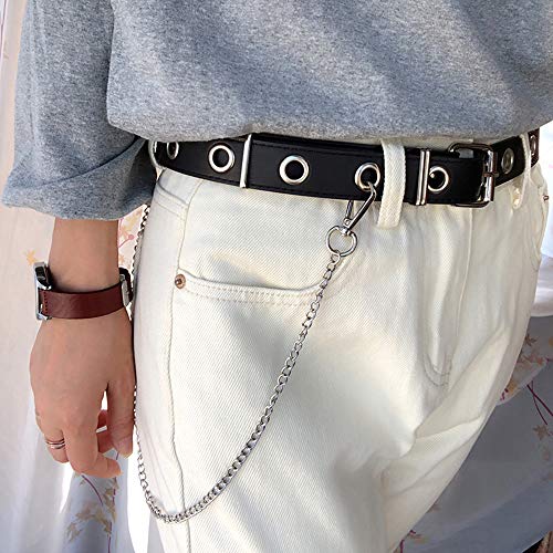 Huture Mujeres Hombres Cinturón de Jeans Cinturón de Cuero PU Negro Cinta Ojal Cadena Billetera Hip Hop Hebilla Cuadrada Cinturón Punk para Mujer Cintura con Hebilla Ajustable para Mono de Vestir Huture Mujeres Hombres Cinturón de Jeans Cinturón de Cuero PU Negro Cinta Ojal Cadena Billetera Hip Hop Hebilla Cuadrada Cinturón Punk para Mujer Cintura con Hebilla Ajustable para Mono de Vestir