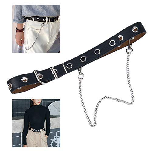 Huture Mujeres Hombres Cinturón de Jeans Cinturón de Cuero PU Negro Cinta Ojal Cadena Billetera Hip Hop Hebilla Cuadrada Cinturón Punk para Mujer Cintura con Hebilla Ajustable para Mono de Vestir Huture Mujeres Hombres Cinturón de Jeans Cinturón de Cuero PU Negro Cinta Ojal Cadena Billetera Hip Hop Hebilla Cuadrada Cinturón Punk para Mujer Cintura con Hebilla Ajustable para Mono de Vestir