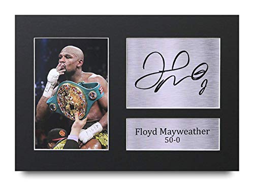 HWC Trading Floyd Mayweather A4 Sin Marco Regalo De Visualización De Fotos De Impresión De Imagen Impresa Autógrafo Firmado por Los Fanáticos del Boxeo