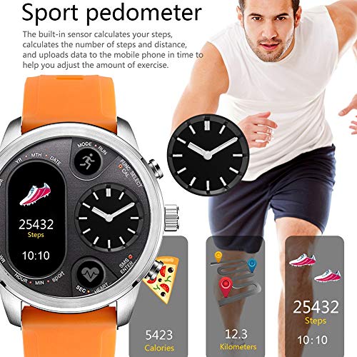 HWJ T3 Dual Mostrar Reloj Inteligente para Hombres IP68 Pulsera de Fitness Impermeable 15 días Standby Business SmartWatch Activity Tracker (Negro), Liqingshangmao (Color : Gray)