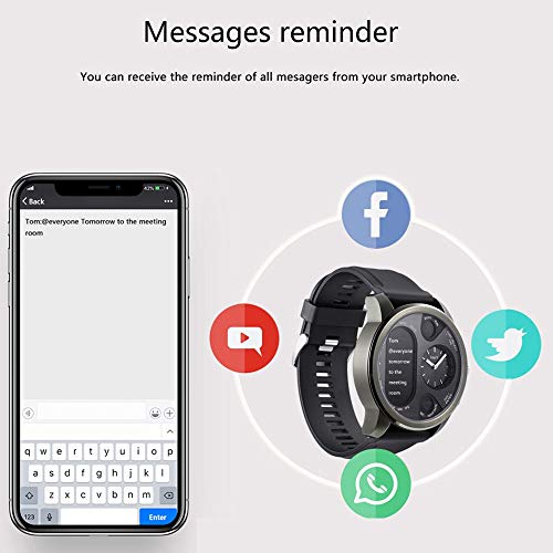 HWJ T3 Dual Mostrar Reloj Inteligente para Hombres IP68 Pulsera de Fitness Impermeable 15 días Standby Business SmartWatch Activity Tracker (Negro), Liqingshangmao (Color : Gray)