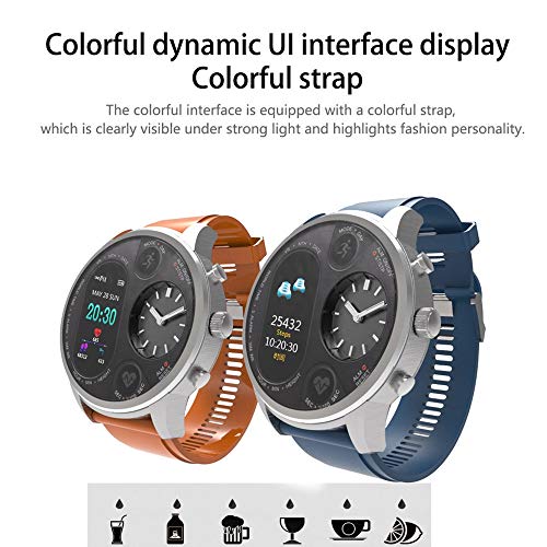 HWJ T3 Dual Mostrar Reloj Inteligente para Hombres IP68 Pulsera de Fitness Impermeable 15 días Standby Business SmartWatch Activity Tracker (Negro), Liqingshangmao (Color : Gray)