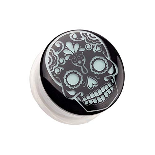 HXiaDyG Túneles del Oído Medidor de Oreja Enchufe Patrón de Calavera Resplandor del oído Músculo Túnel Joyería de perforación del Cuerpo con O-Ring Expander Stretcher Túneles del Oído (Size : 10mm)