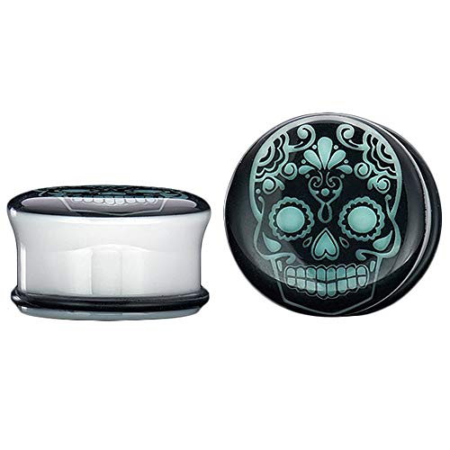 HXiaDyG Túneles del Oído Medidor de Oreja Enchufe Patrón de Calavera Resplandor del oído Músculo Túnel Joyería de perforación del Cuerpo con O-Ring Expander Stretcher Túneles del Oído (Size : 10mm)