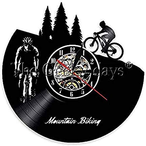 hxjie Bicicleta de montaña Bicicleta Reloj de Pared Freeride Biker Retro Wall Art Deco Racing Ciclista Silueta Reloj de Bicicleta Iluminado