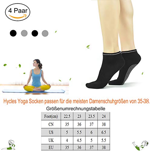 Hycles Calcetines ABS para niñas y niños 35 – 38 – antideslizantes pilates, multicolor, cortos de yoga, para mujer, negro, gris, negro y gris