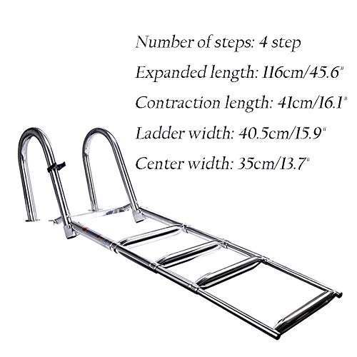 HYDT Escalera telescópica de Acero Inoxidable de 4 peldaños Escalera para Barco con reposabrazos, para Piscina de Barcos Marinos, 116 cm / 45,6"