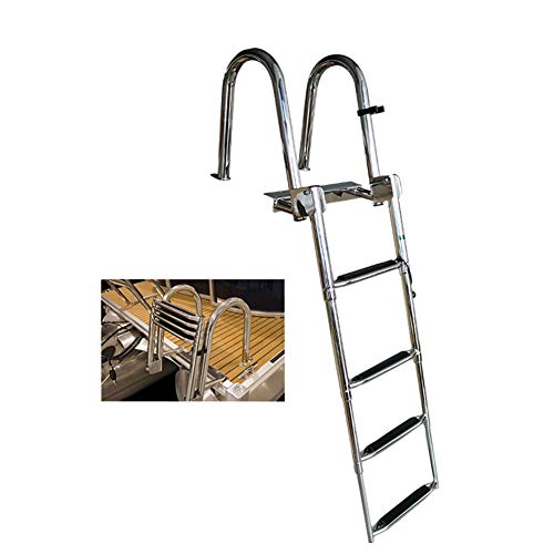 HYDT Escalera telescópica de Acero Inoxidable de 4 peldaños Escalera para Barco con reposabrazos, para Piscina de Barcos Marinos, 116 cm / 45,6"