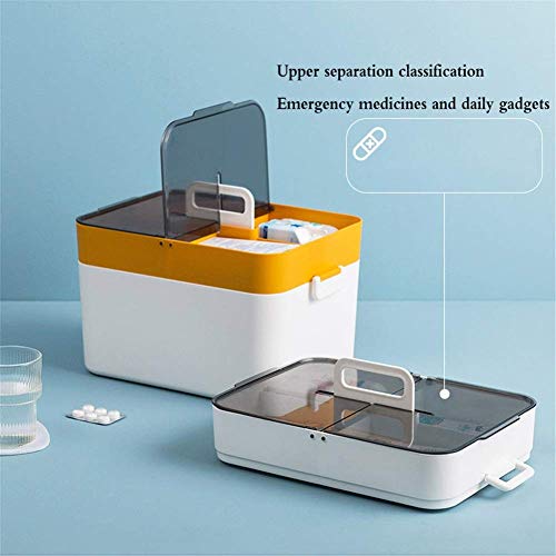 HYHY Recipiente médico de Primeros Auxilios Familiar con asa portátil 2 Capas Caja de Almacenamiento de plástico Multiusos Organizador portátil con Compartimentos HYHY Recipiente médico de Primeros Auxilios Familiar con asa portátil 2 Capas Caja de Almacenamiento de plástico Multiusos Organizador portátil con Compartimentos