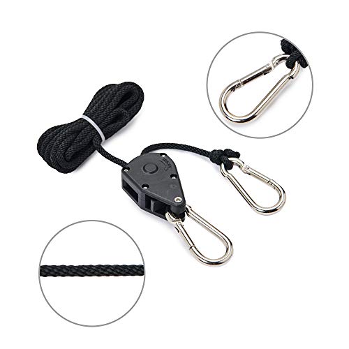 Hyindoor 1/8 inches Rope Ratchet con Gancho Cuerda de Suspención para Colgar Iluminación y Ventilador (2 Pcs) Hyindoor 1/8 inches Rope Ratchet con Gancho Cuerda de Suspención para Colgar Iluminación y Ventilador (2 Pcs)