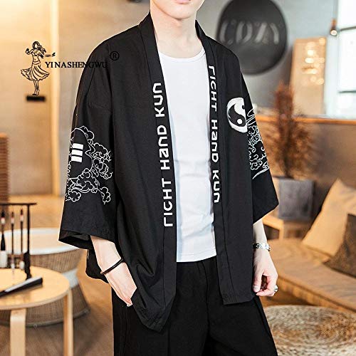 HYL0 Kimono Japonés Tradicional Yukata Kimono Cardigan Hombres Asiáticos Ropa De Playa Fina Capa Japón Kimonos Masculinos Cardigan Camisas Ocasionales ZZBiao (Color, Size : 5XL)