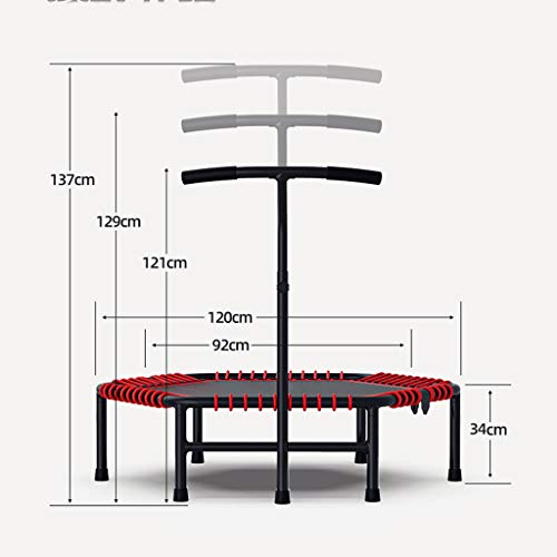 HYM Trampolín De Fitness De 48 Pulgadas, Silencioso Y Suave Bungee Rope Jumping Fitness Ejercicio Físico, Barra De Gimnasia para Gimnasio En Casa para Adultos Y Niños (Rojo)