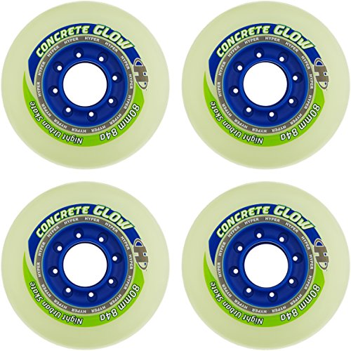 HYPER Freestyle Ruedas Concrete + G Patines en línea Ruedas 84 a componente de 4 Unidades Brilla en la Oscuridad, 80 mm, 72804 HYPER Freestyle Ruedas Concrete + G Patines en línea Ruedas 84 a componente de 4 Unidades Brilla en la Oscuridad, 80 mm, 72804
