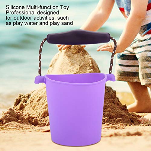 Hztyyier Cubo Plegable Cubo de Silicona Plegable Cubo de Arena para Playa Camping Playa de Arena Cubo para niños(Púrpura)
