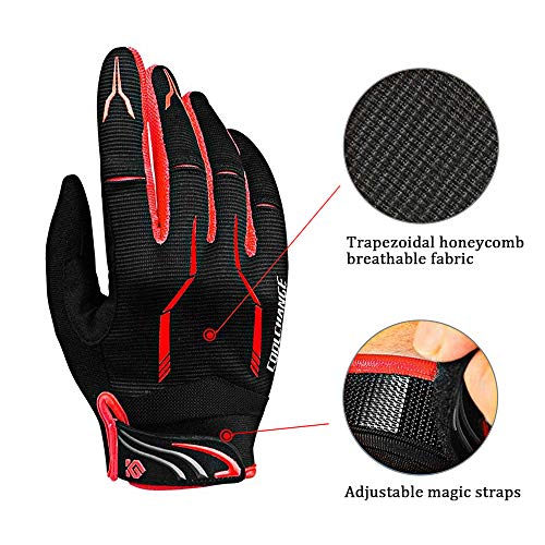 I Kua Fly Guantes Ciclismo Antideslizante Pantalla Táctil Guantes MTB para Hombre Mujer Gel Almohadilla Guantes de Bicicleta MTB Bici (Rojo, XL)