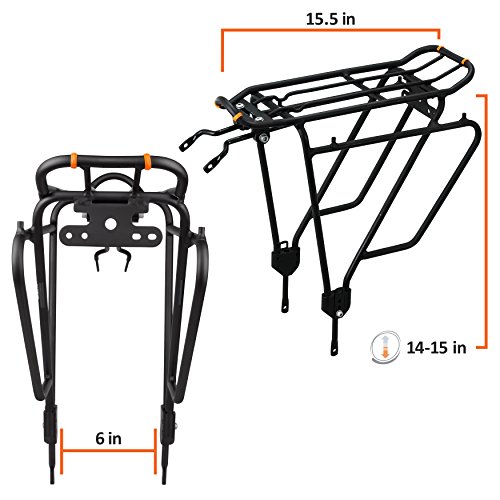 Ibera PakRak Bicycle Touring Carrier Plus+ IB-RA4 Portaequipajes para Bicicleta (Que no Tenga Frenos de Disco), Montaje al Cuadro para Carga Superior y Lateral