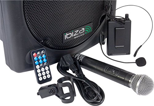 Ibiza Sound PORT12VHF- BT Sistema de sonido portátil y autónomo de 12"/30 cm, USB, Bluetooth, 700 W, Negro