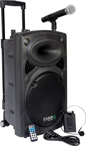 Ibiza Sound PORT12VHF- BT Sistema de sonido portátil y autónomo de 12"/30 cm, USB, Bluetooth, 700 W, Negro