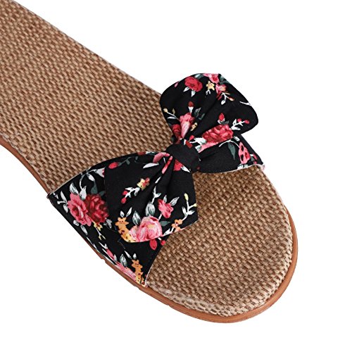 IBLUELOVER Pantuflas Mujer Sandalias Lino de Playa Antideslizantes Chanclas para decoración de Nudos Mariposas Zapatos Transpirables Slippers Cuarto de baño Piscina Oficina