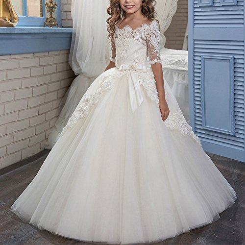 IBTOM CASTLE Vestido de niña de Flores para la Boda Niñas Niños Largo Gala Encaje De Ceremonia Fiesta Elegantes Comunión Paseo Baile Pageant #1 Blanco 10-11 años IBTOM CASTLE Vestido de niña de Flores para la Boda Niñas Niños Largo Gala Encaje De Ceremonia Fiesta Elegantes Comunión Paseo Baile Pageant #1 Blanco 10-11 años