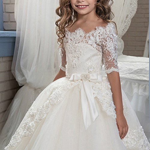 IBTOM CASTLE Vestido de niña de Flores para la Boda Niñas Niños Largo Gala Encaje De Ceremonia Fiesta Elegantes Comunión Paseo Baile Pageant #1 Blanco 10-11 años IBTOM CASTLE Vestido de niña de Flores para la Boda Niñas Niños Largo Gala Encaje De Ceremonia Fiesta Elegantes Comunión Paseo Baile Pageant #1 Blanco 10-11 años