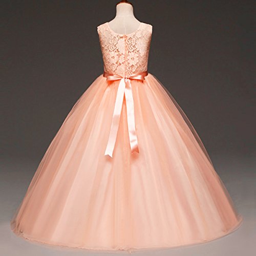 IBTOM CASTLE Vestido de niña de Flores para la Boda Niños Largo Gala Encaje De Ceremonia Fiesta Elegantes Comunión Rosa 10-11 años IBTOM CASTLE Vestido de niña de Flores para la Boda Niños Largo Gala Encaje De Ceremonia Fiesta Elegantes Comunión Rosa 10-11 años