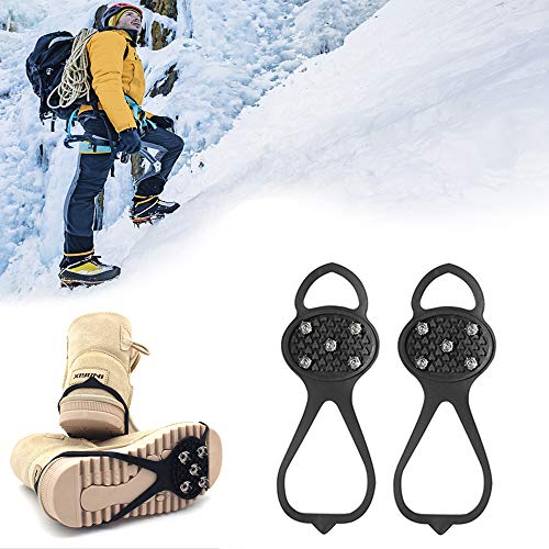 Ice Climbing Shoes,Ice Gripper Spike Anti Skid,Anti Slip Ice Grippers for Boots Shoes Grips Overshoe Medium,Traction Cleats for Walking on Snow and Ice (Black, Adult 35-45)
