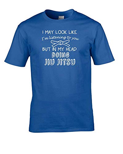 Ice-Tees- I May Look Like I'm Listening but in My Head I'm Doing Jiu Jitsu- Camiseta juvenil para niño Azul azul cobalto 3-4 Años