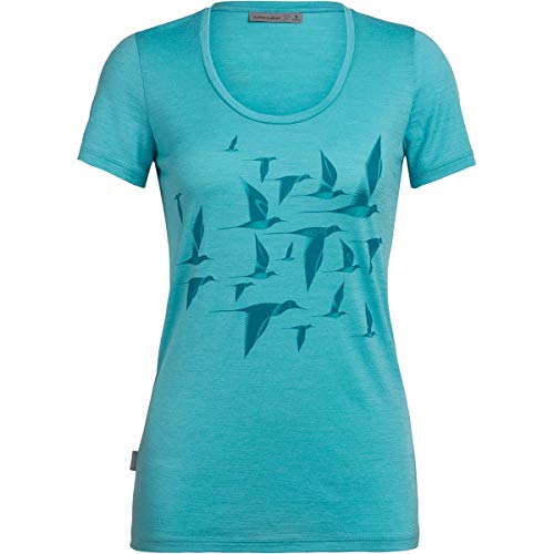 Icebreaker Tech Lite Scoop Poaka - Camiseta de senderismo para mujer, Mujer, color Poaka Lagoon., tamaño S