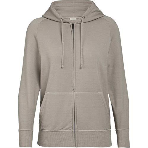 Icebreaker Women Nature Dye Helliers LS Zip Hood Husk - Sudadera con capucha y cremallera Icebreaker S