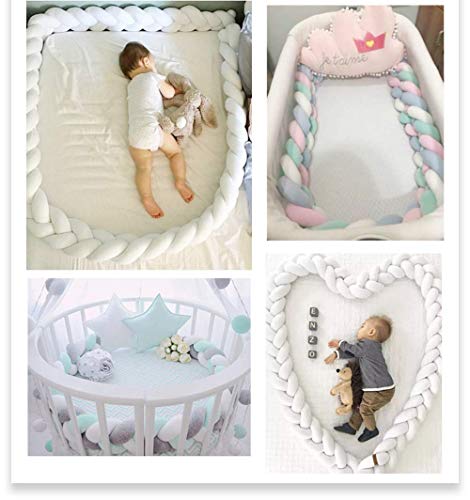 Icegrey Trenza Protector de Cuna 4 Trenzada Bebe Parachoques Cuna Protector de Cabeza para Proteger Bebe y Decorar la Cuna con Bolsa de Lavandería, Gris + Blanco + Verde + Azul, 3m Icegrey Trenza Protector de Cuna 4 Trenzada Bebe Parachoques Cuna Protector de Cabeza para Proteger Bebe y Decorar la Cuna con Bolsa de Lavandería, Gris + Blanco + Verde + Azul, 3m
