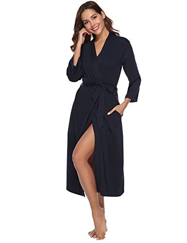 iClosam Batas Mujer Algodón Largo,Kimono con Cinturón Primavera,Ropa de Dormir Cuello en V Suave y Comodo S-XXL iClosam Batas Mujer Algodón Largo,Kimono con Cinturón Primavera,Ropa de Dormir Cuello en V Suave y Comodo S-XXL