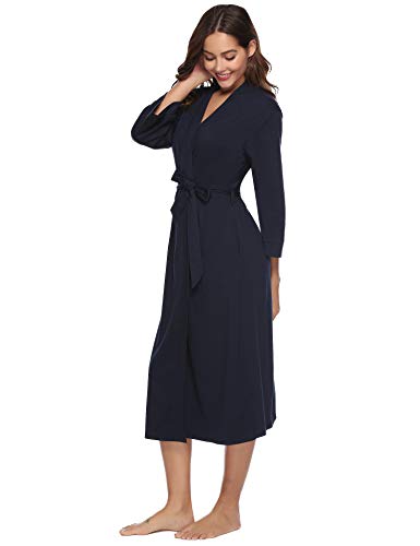 iClosam Batas Mujer Algodón Largo,Kimono con Cinturón Primavera,Ropa de Dormir Cuello en V Suave y Comodo S-XXL iClosam Batas Mujer Algodón Largo,Kimono con Cinturón Primavera,Ropa de Dormir Cuello en V Suave y Comodo S-XXL
