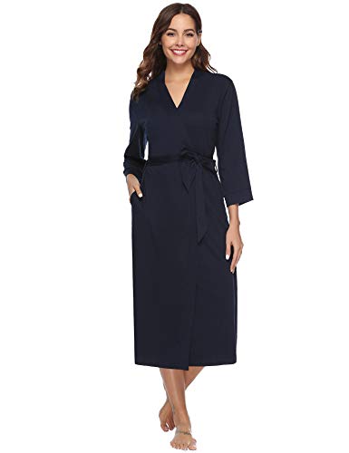 iClosam Batas Mujer Algodón Largo,Kimono con Cinturón Primavera,Ropa de Dormir Cuello en V Suave y Comodo S-XXL iClosam Batas Mujer Algodón Largo,Kimono con Cinturón Primavera,Ropa de Dormir Cuello en V Suave y Comodo S-XXL