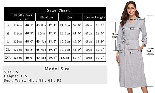 iClosam Batas Mujer Algodón Largo,Kimono con Cinturón Primavera,Ropa de Dormir Cuello en V Suave y Comodo S-XXL iClosam Batas Mujer Algodón Largo,Kimono con Cinturón Primavera,Ropa de Dormir Cuello en V Suave y Comodo S-XXL